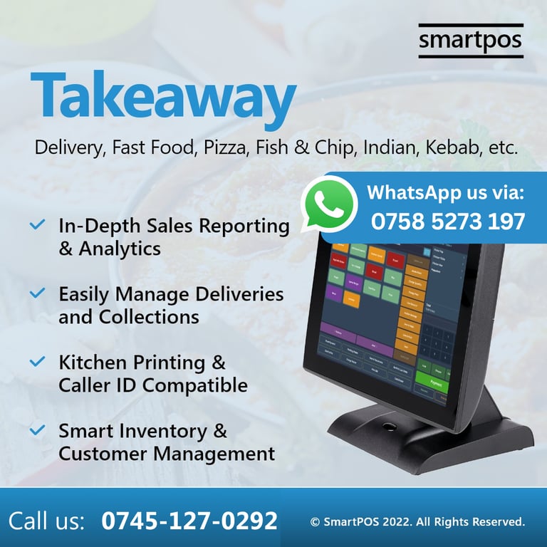15” NEW EPOS System Retail Hospitality Salon Takeaway Restaurant With Software