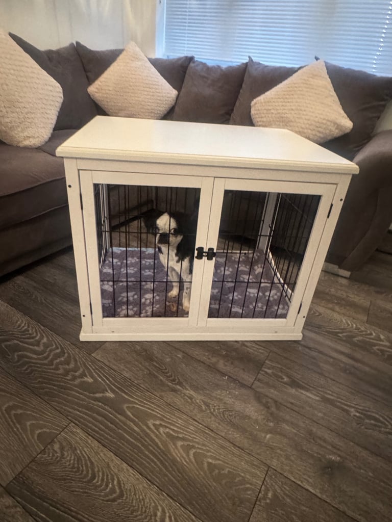 White Wooden 80cm Dog Crate Cage For Sale Puppy Training Pen Enclosure Bed