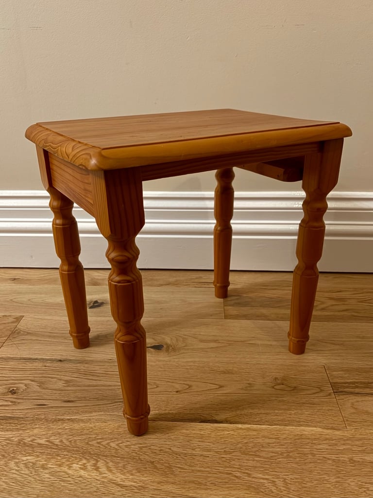 image for Solid Pine Side Table with Turned Legs