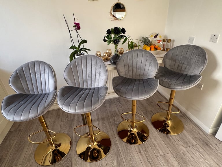 image for Wahson velvet bar stools set of 4