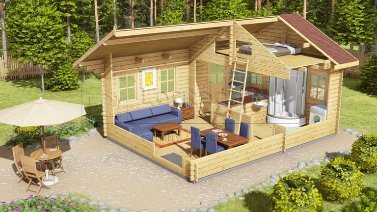 Log cabin Nottingham 4.5m x 6m. Holiday house, summer house, office.