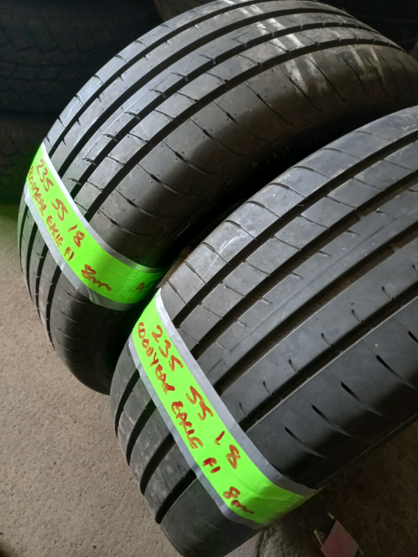 Matching pair 235 55 18 Goodyear tyres 8mm free fit & bal 7days