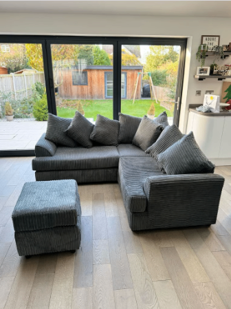 Brand New - Liverpool Jumbo Cord Corner Sofa (3 seater corner) - Grey - SAME/NEXT DAY DELIVERY