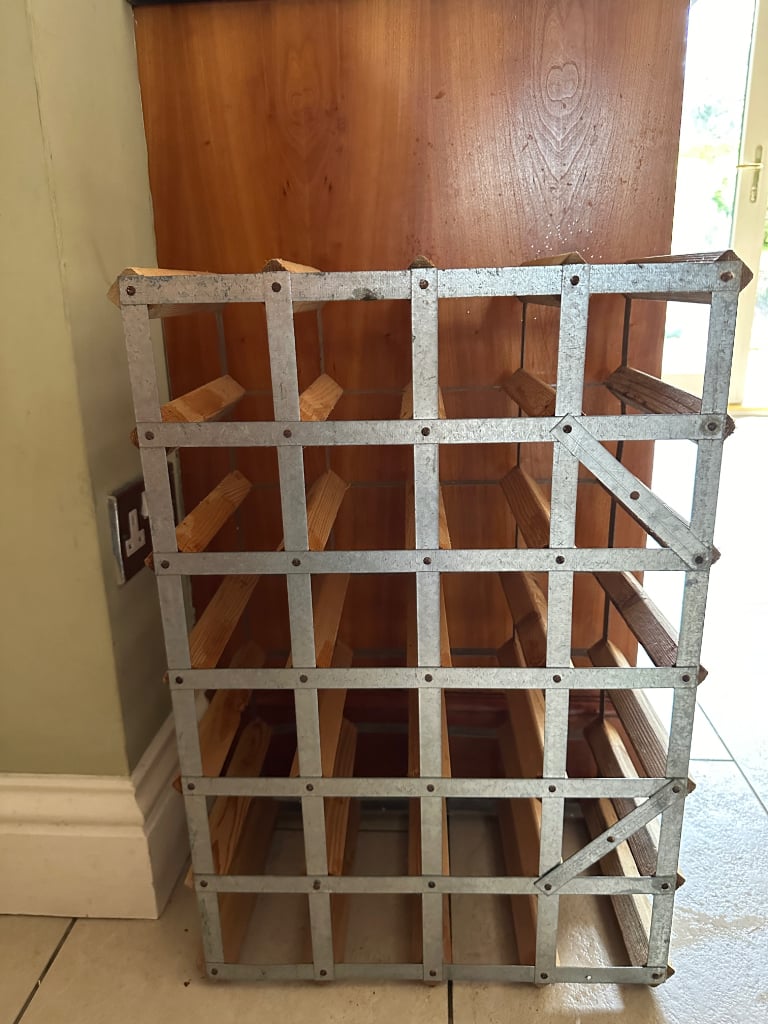 24 Bottle Pine Wood & Stainless Steel Wine Rack