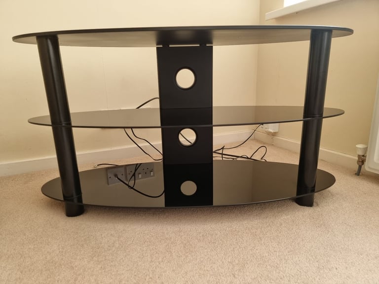 Black Glass and Chrome TV Unit 