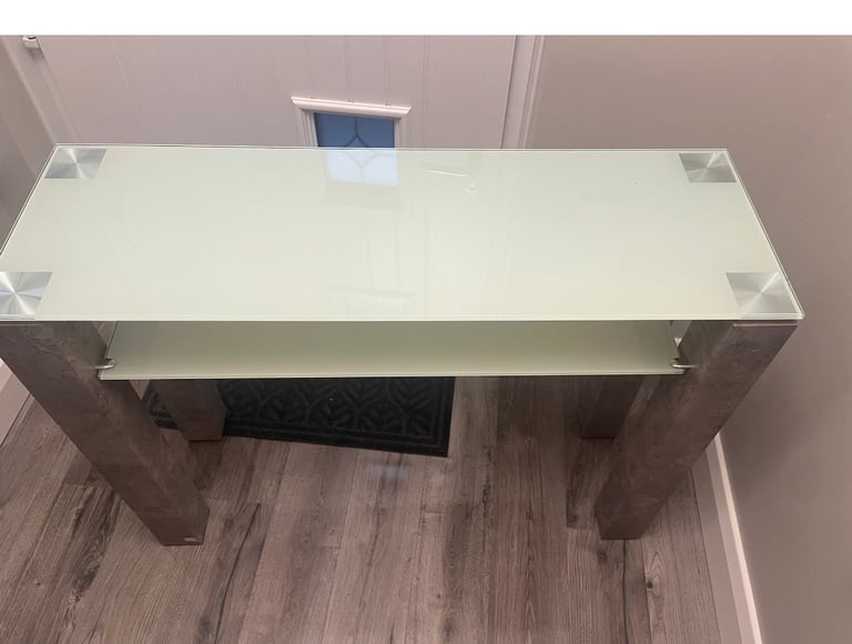 Stylish Grey Glass Console Table - As New Condition