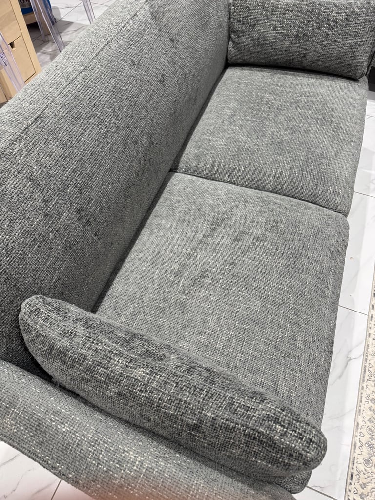 Chunky Chenille Dark Grey Mila 3 Seater Small Sofa