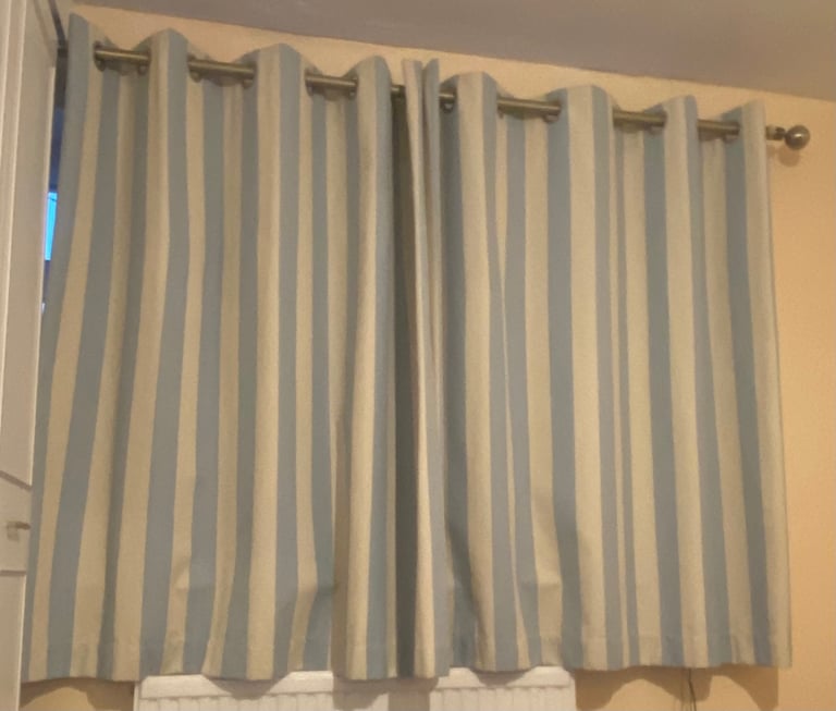 Striped blue blackout curtains
