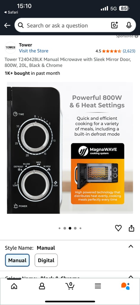 20 Litre 800w Manual Microwave