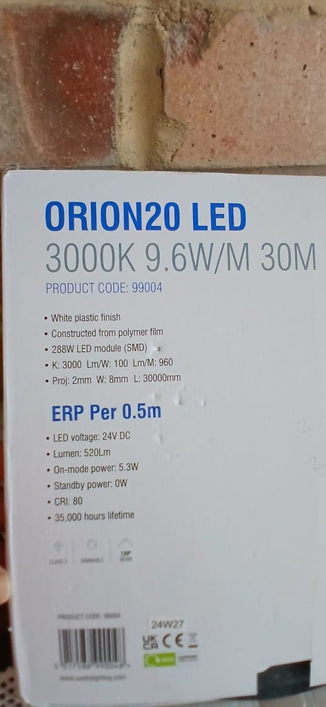 Saxby Orion20 indoor LED tape, 30m reel. IP65, 3K
