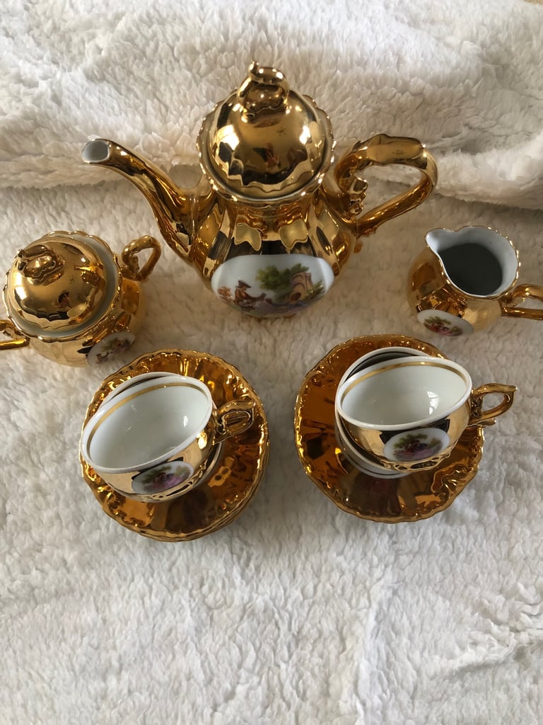 Vintage Fine Porcelain China Gold Plated Tea Set