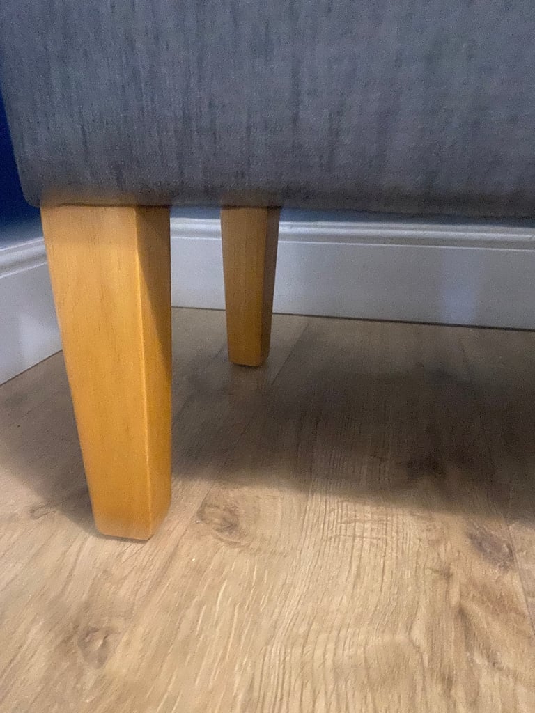 2 x Grey Storage Benches with Wooden Legs – Removable Lid