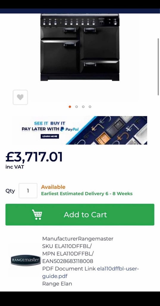 Rangemaster Elan Deluxe 110 Dual Fuel Range Cooker - Black