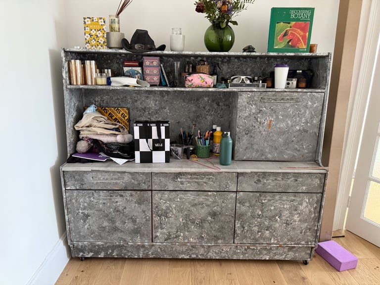 Large Grey Storage Unit on Wheels