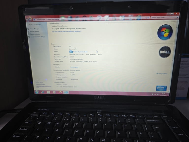 Dell Inspiron 1545 Laptop Windows 7 Home Premium 