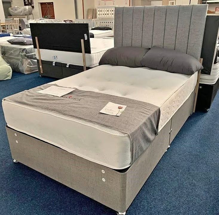  Elegant & Modern DIVAN 4FT6 Double Bed With Storage Drawers + Soft Mattress -20% Off **