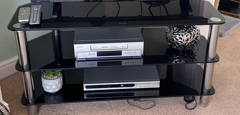 image for Black glass tv stand 