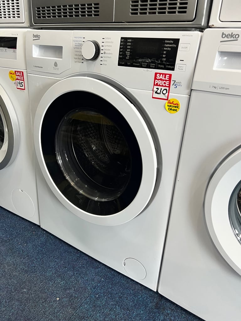 Beko washer dryer 7/5kg , refurbished with warranty ready for collection or delivery 