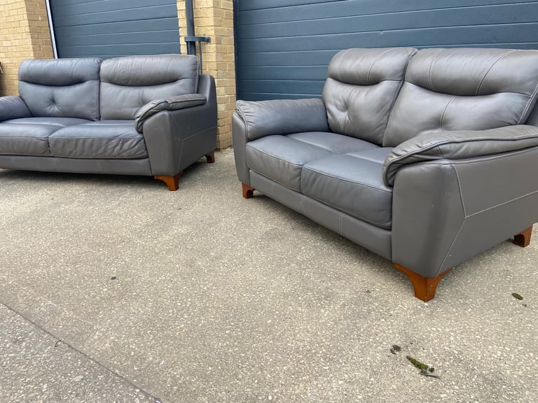 Grey leather sofas DELIVERY AVAILABLE 