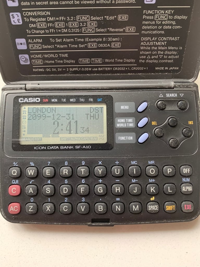 Collectable Casio SF-A10 Icon Data Bank Organizer - manual is missing.