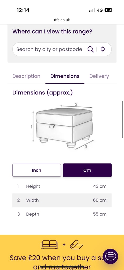 Grey Chesterfield Sofa and Footstool