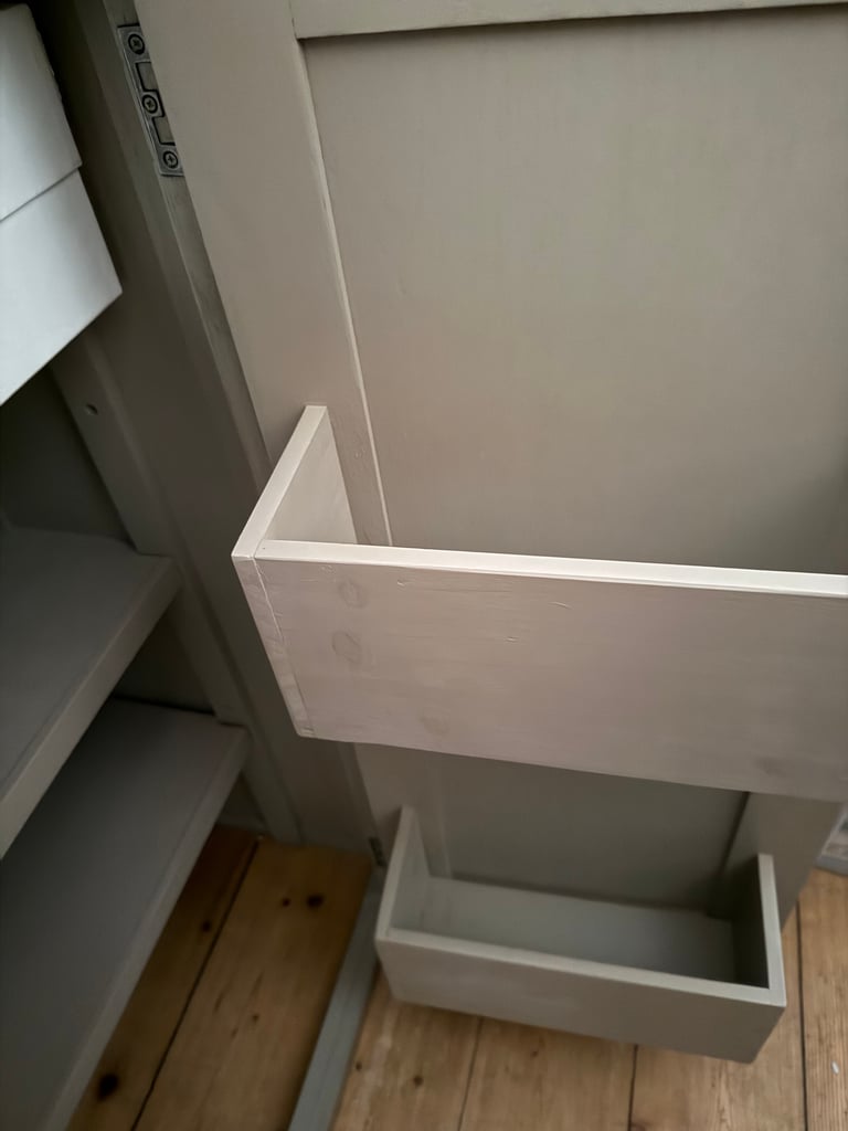 2 x grey oak wooden larder unit rrp £600 x2