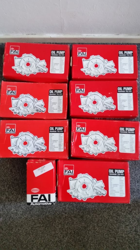 Job lot car accessories/parts Ford, Vauxhall FAI automotive oil pumps(8). NIB