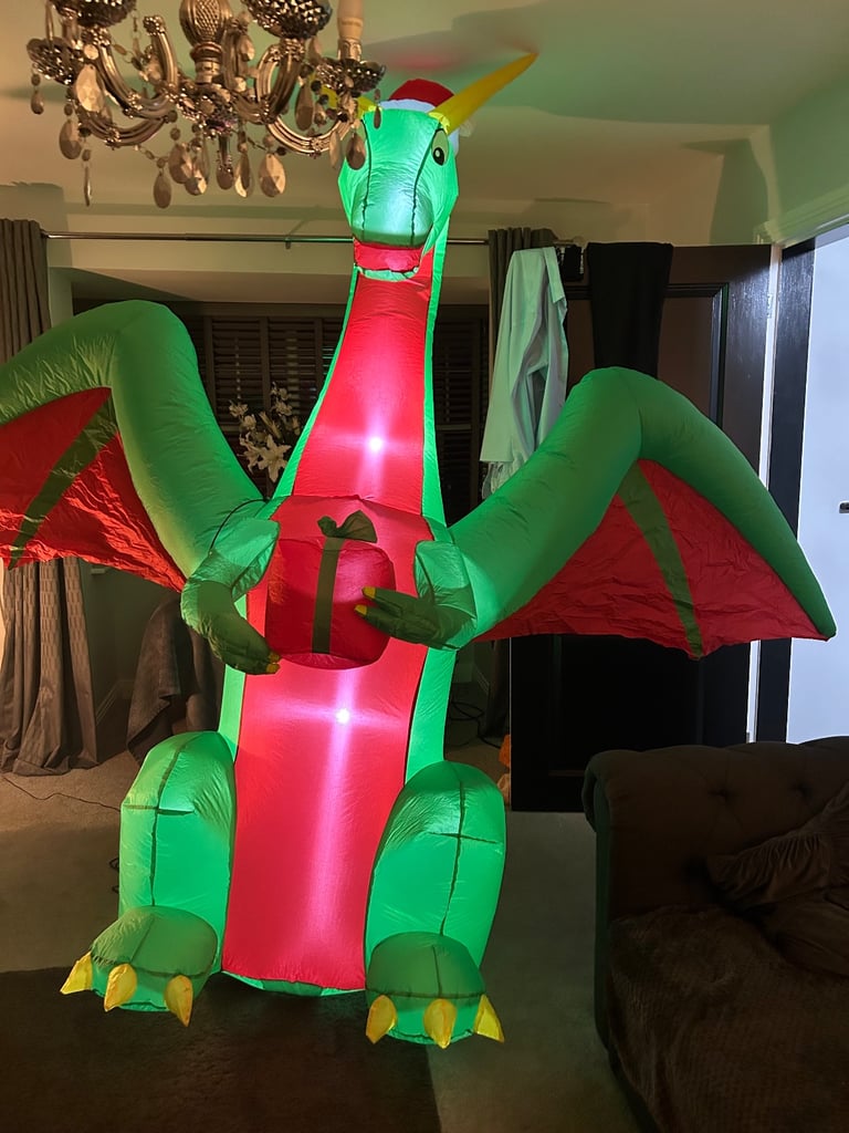 image for Inflatable Christmas dragon very tall 8ft