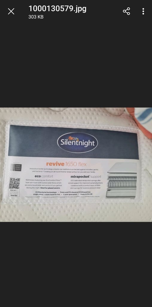 NEW SilentNight 1650 pocket spring single mattress John Lewis, price negotiable