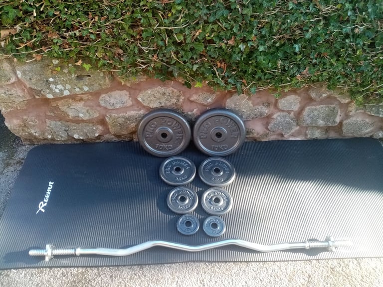 image for 28KG Steel 1 Inch Weight Plates Ez Bar