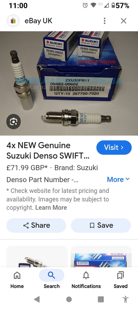 4 new genuine Suzuki swift spark plugs
