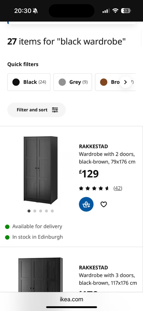 image for Black IKEA Wardrobe RAKKESTAD