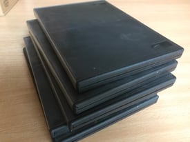 50 used black DVD cases with clear covers.