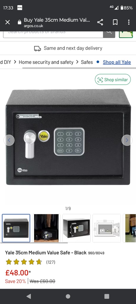 image for Yale digital safe with keys, 35cm