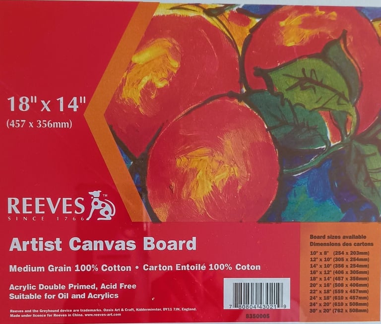 NEW Reeves Canvas Board 18 x 14 Size 3 Medium Grain 100% Cotton Double Primed Art Artist Original