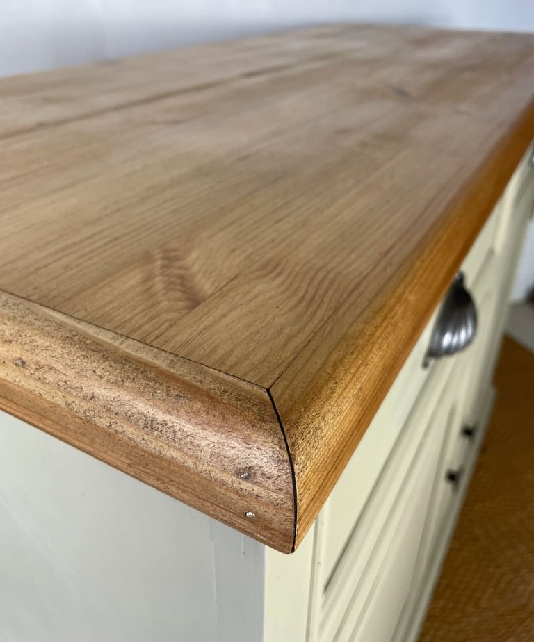 Large 4ft Extra thick chunky solid pine sideboard chest of drawers cupboard pewter pulls