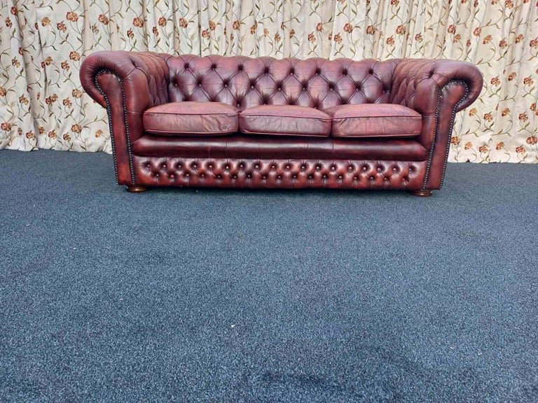 Red Leather Chesterfield Sofa For