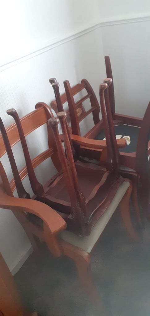 image for Walnut Drink cabinet and 3 Dining chairs