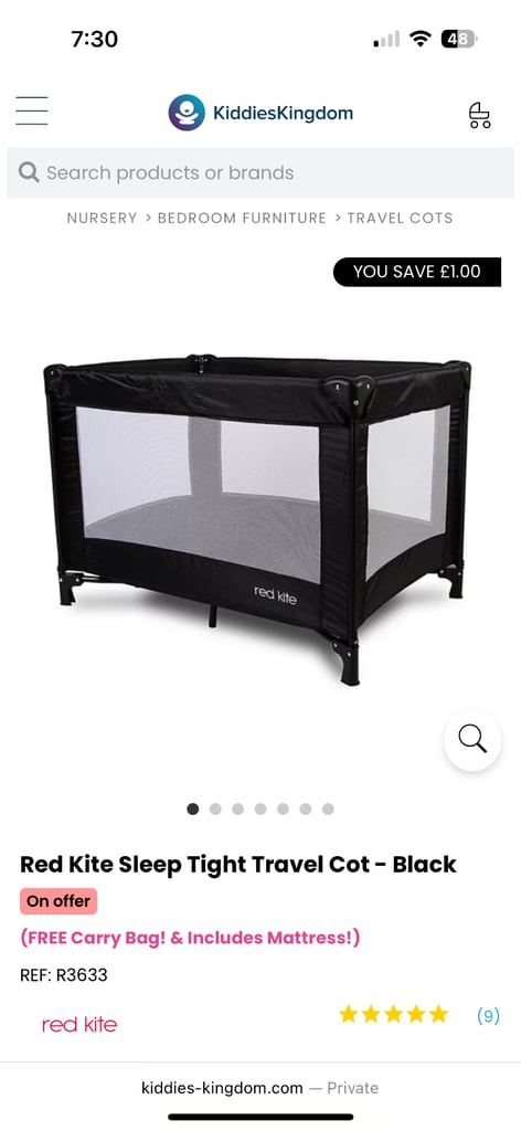 image for Red kite travel cot 