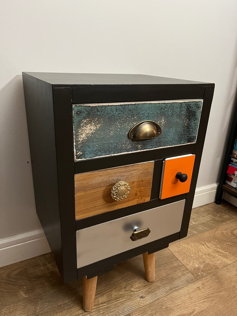 Unique fully refurbished urban/industrial chest of drawers and bedside table/console