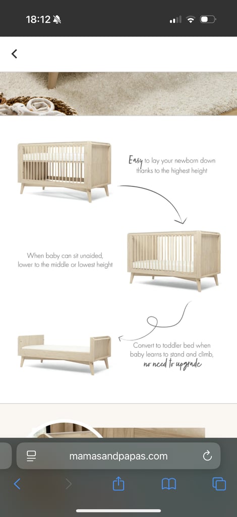 Baby and Toddler Convertible Bed from Mamas and Papas