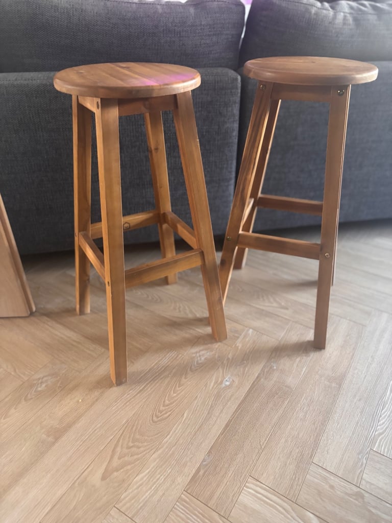 image for Two wooden breakfast bar stools