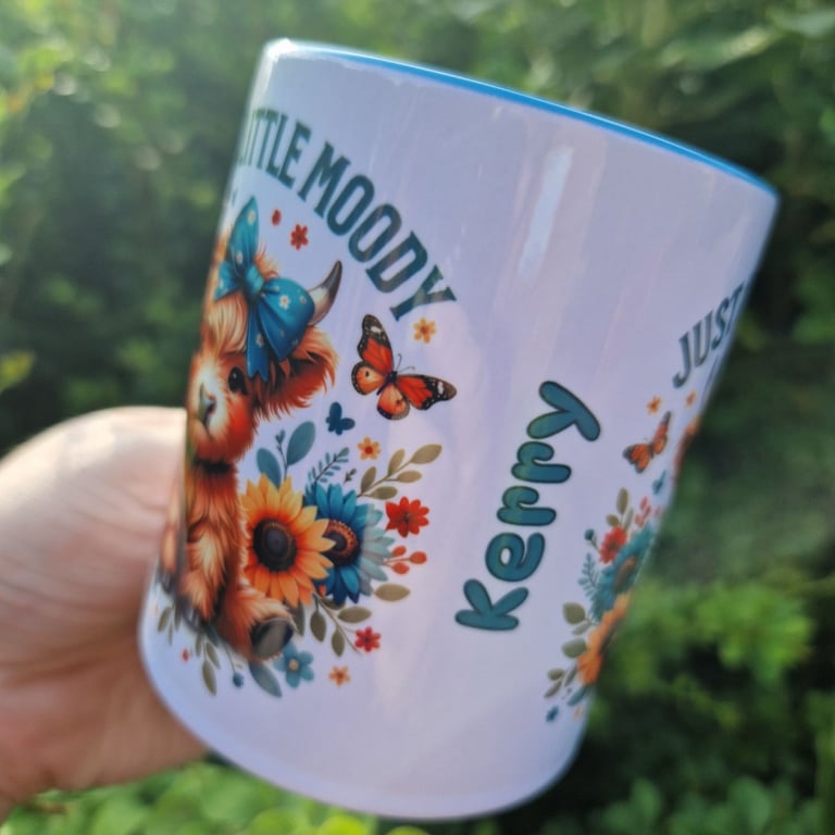 image for MOODY COW !! Mug Coaster Tumbler Gift Idea Birthday Personalised Custom Highland 