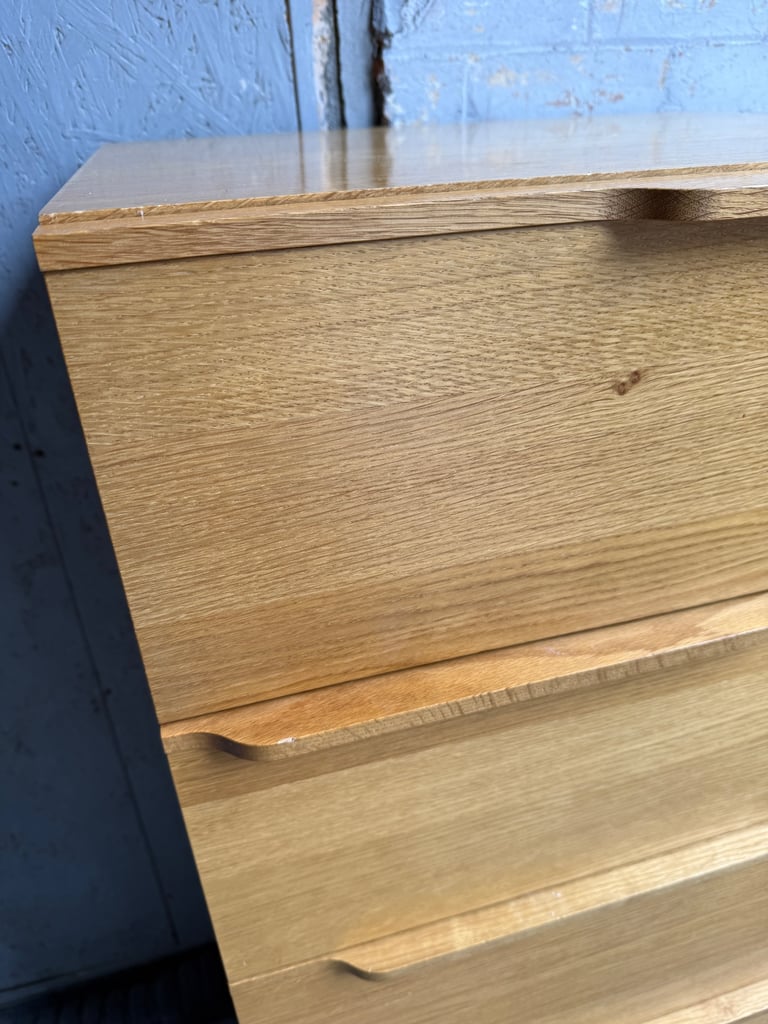 FREE DELIVERY HABITAT SOLID OAK TALLBOY CHEST OF 5 DRAWERS GOOD CONDITION