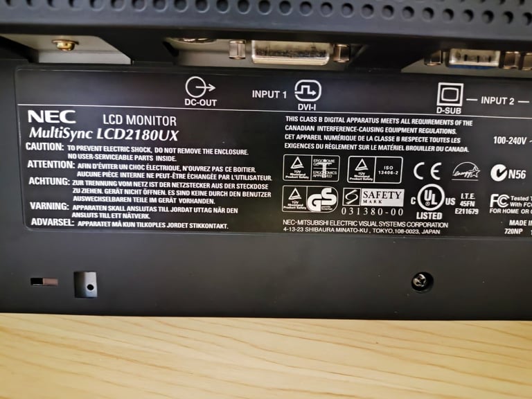 NEC LCD Professional Monitor, Multisync Model: 2180UX and Stand