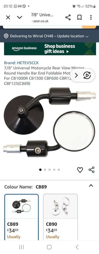 Motorbike rear view mirrors