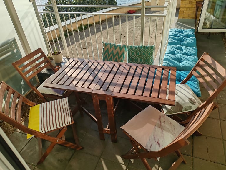 image for Folding garden / patio table and 4 folding chairs