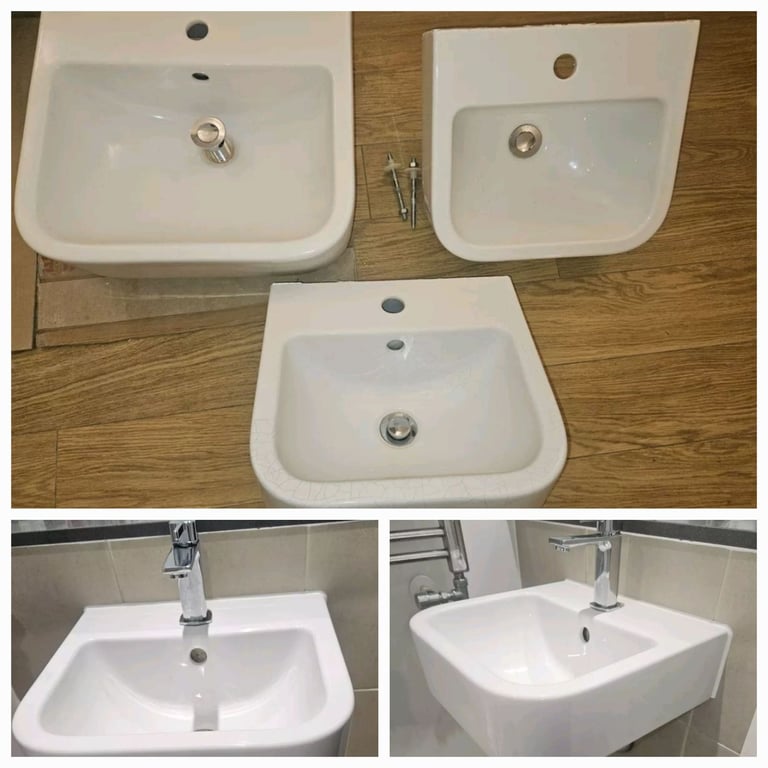 3x Ideal Standard Basin Sinks White Bathroom Vanity + Wastes in