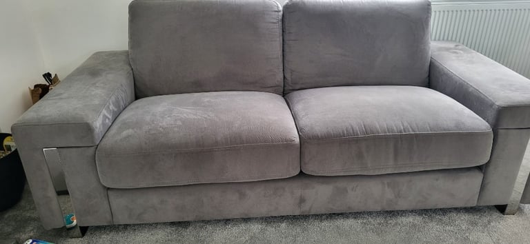 Luxury Designer Grey Textured Velvet 3 seater sofa, Made in Italy, (2 AVAILABLE) New Trend Concepts