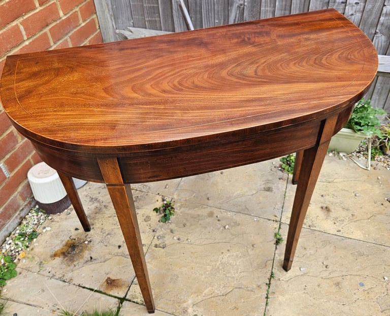 Georgian Mahogany Antique"D" Shaped Card Table Circa 1800